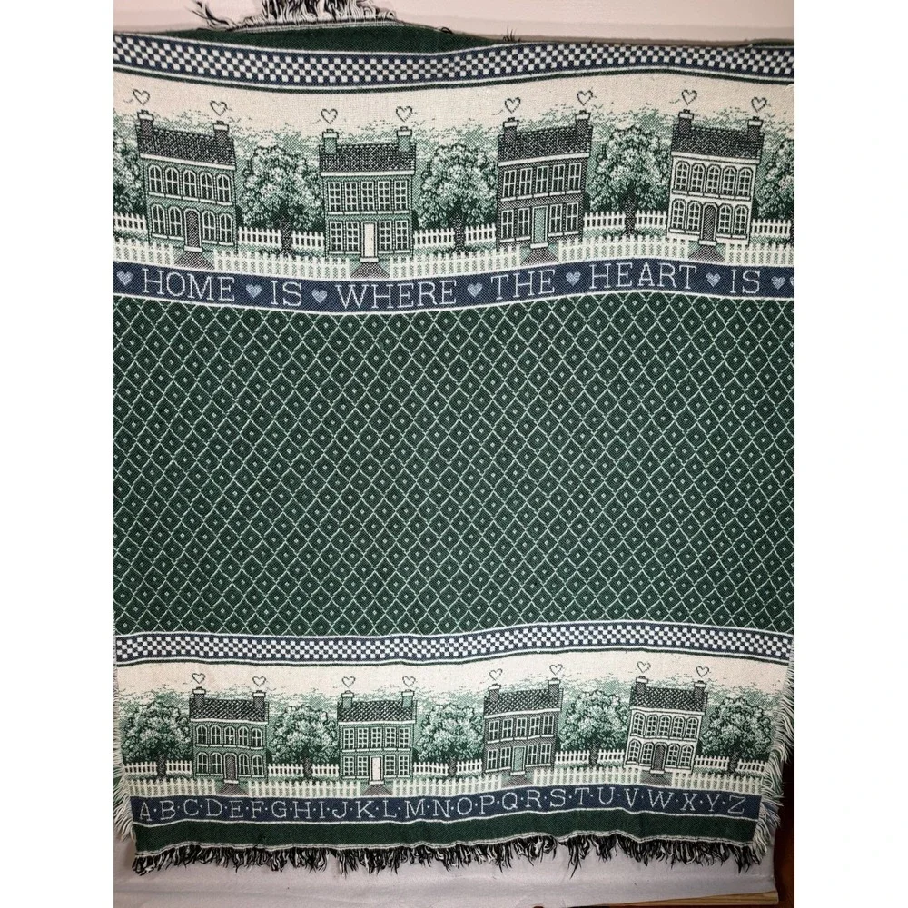 Vintage Throw Blanket School House Home Is Where The Heart Is Alphabet (44x53)